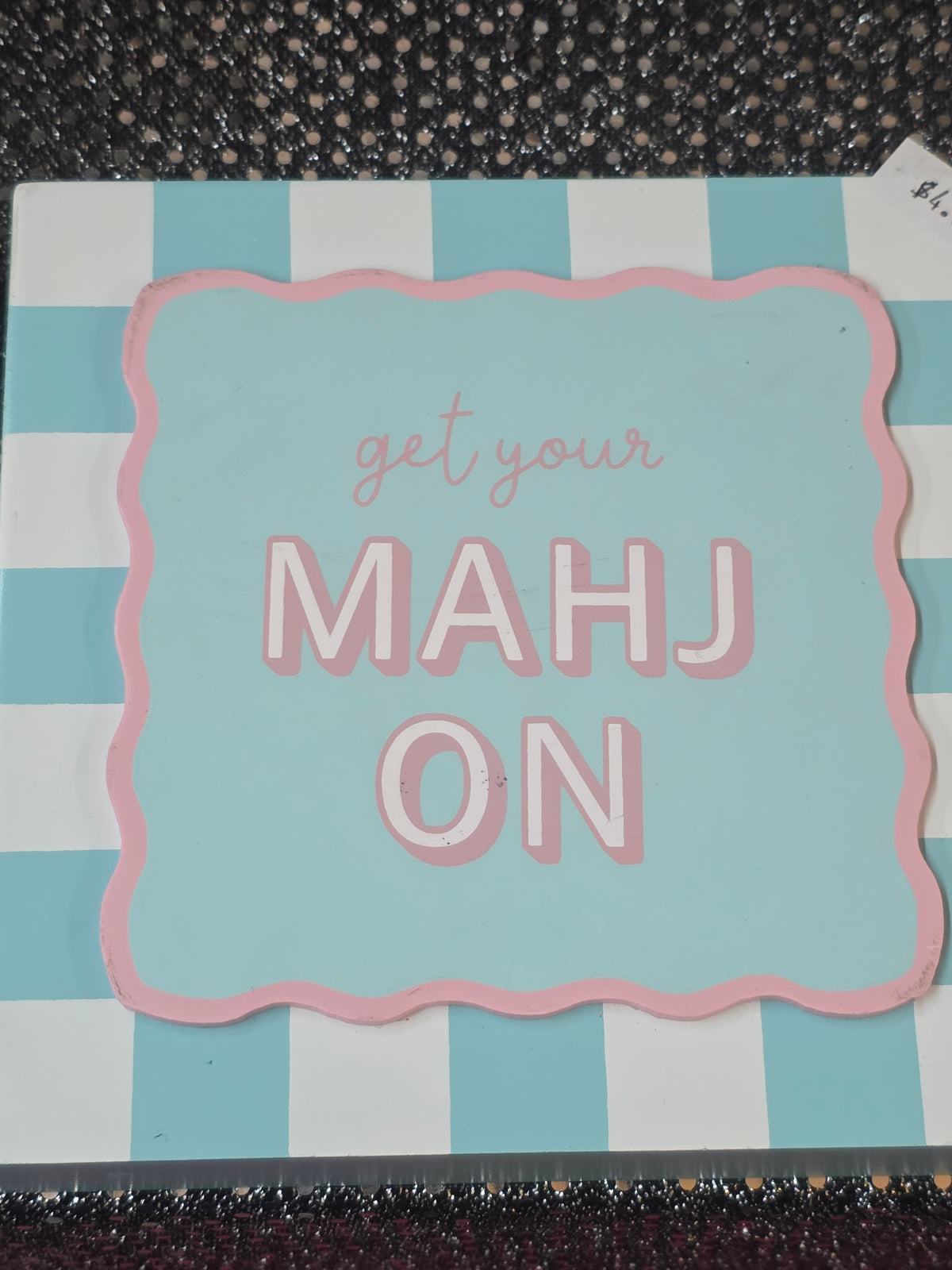 Chic Pastel Mahjong Square Table Coasters / Mini Table Signs