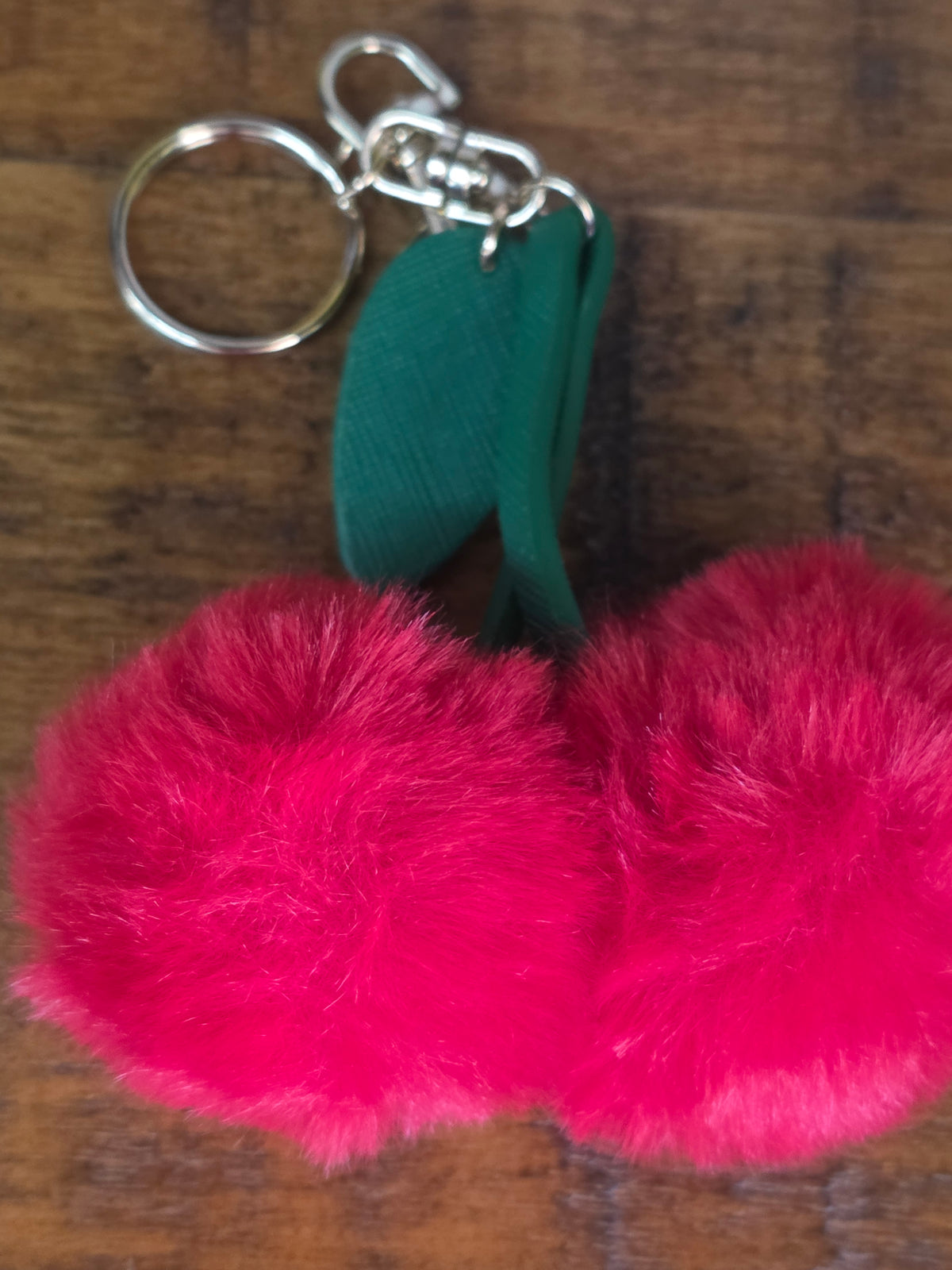 Fluffy Faux Fur Cherry Pom-Pom Keychain & Bag Charm
