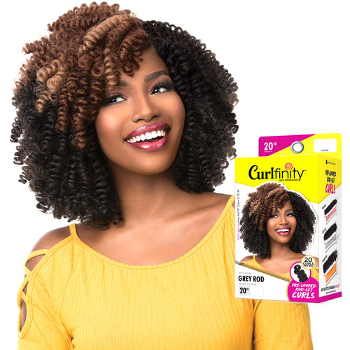 Sensationnel Synthetic Hair Crochet Braids Curlfinity Pre Looped Grey Rod