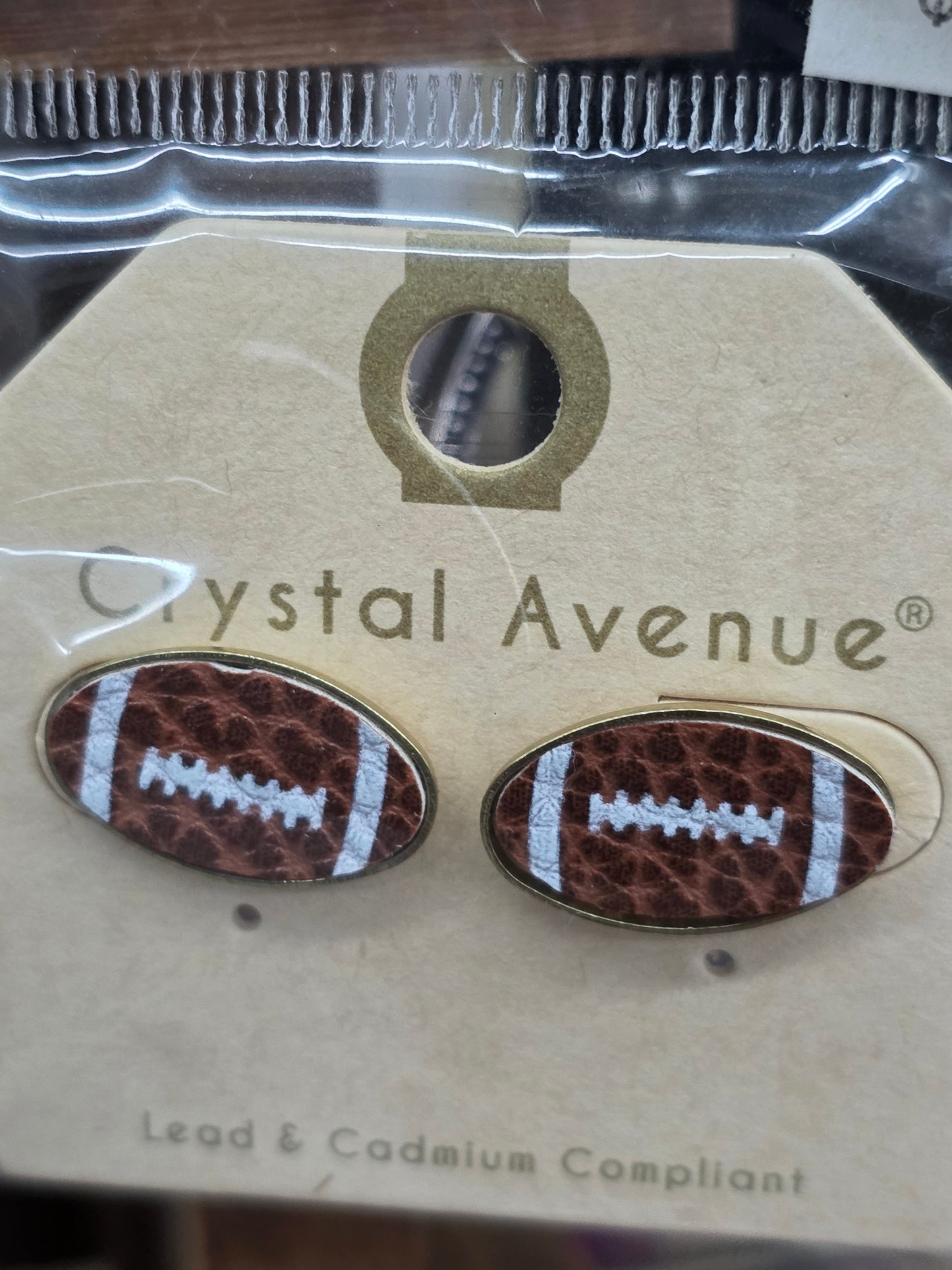 Crystal Avenue Football Stud Earrings - Game Day / Sports Jewelry
