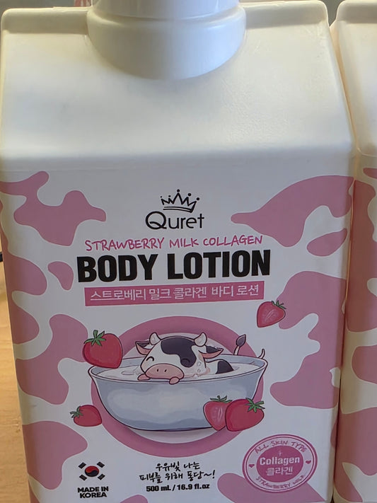 QURET STRAWBERRY MILK COLLAGEN BODY LOTION AND BODYWASH