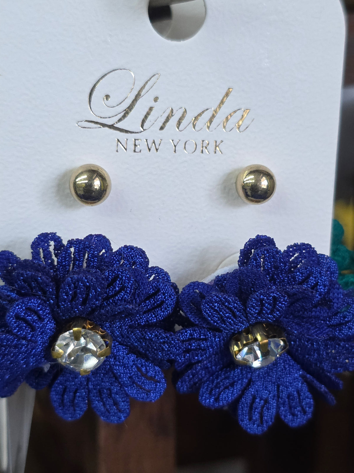 Linda New York Floral Fabric & Stud Earring Set