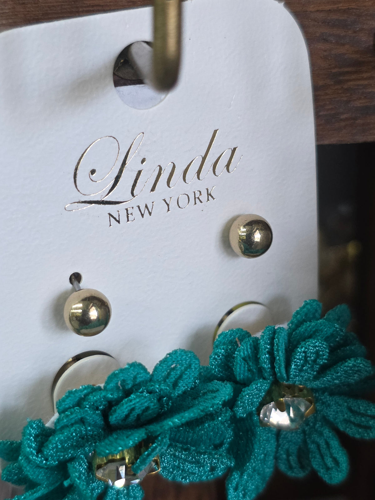 Linda New York Floral Fabric & Stud Earring Set