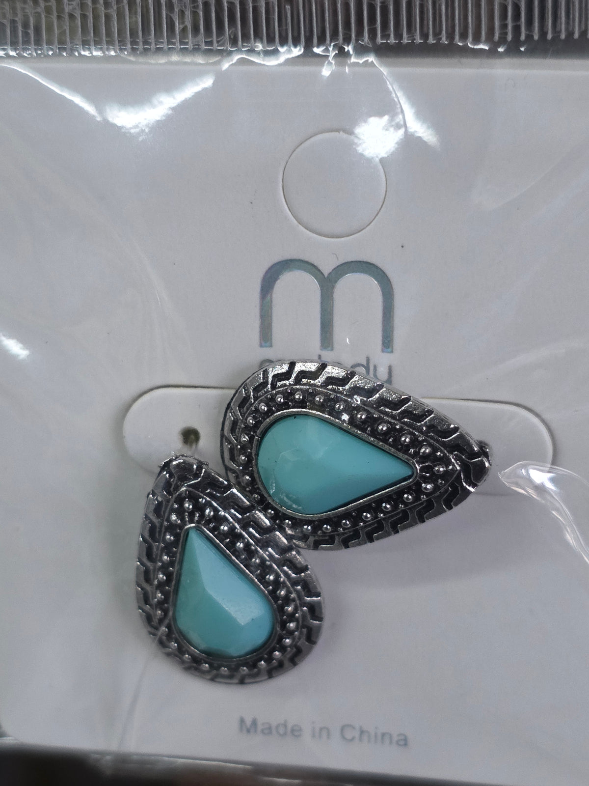 Boho Teardrop Inlay Statement Post Earrings