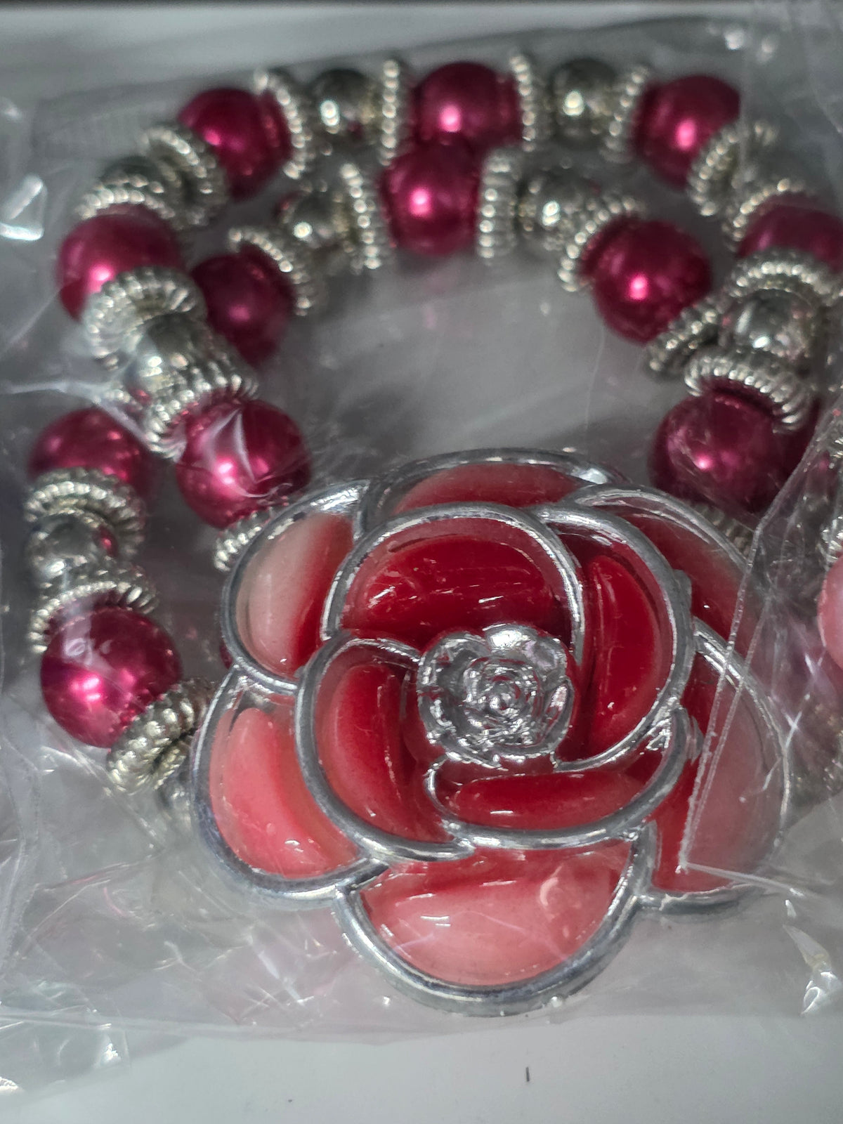 Camellia Blossom Pearl &amp; Stretch Bracelet.