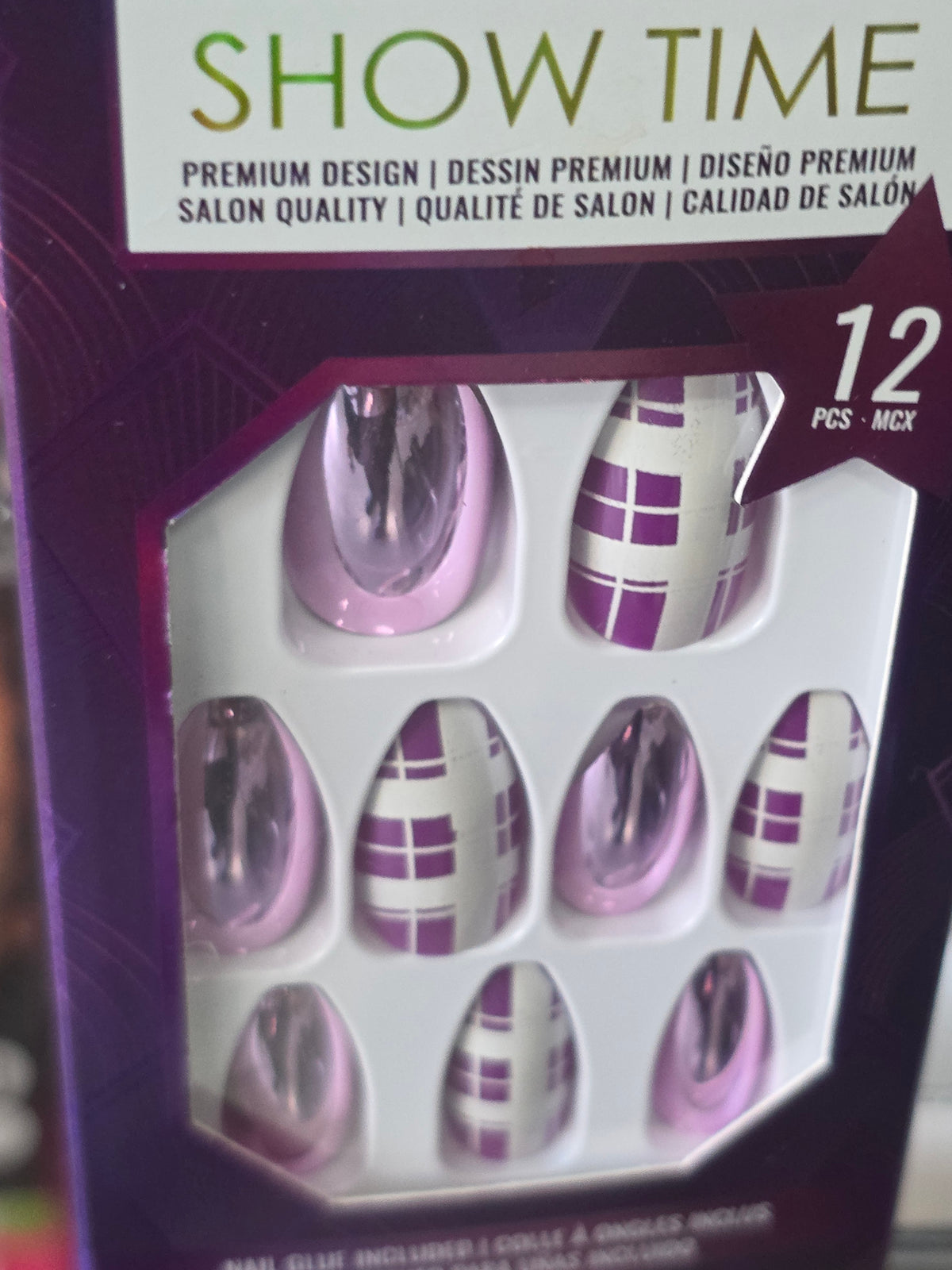 Salon Quality Press-On Nail Collection – 12pc Set with Glue