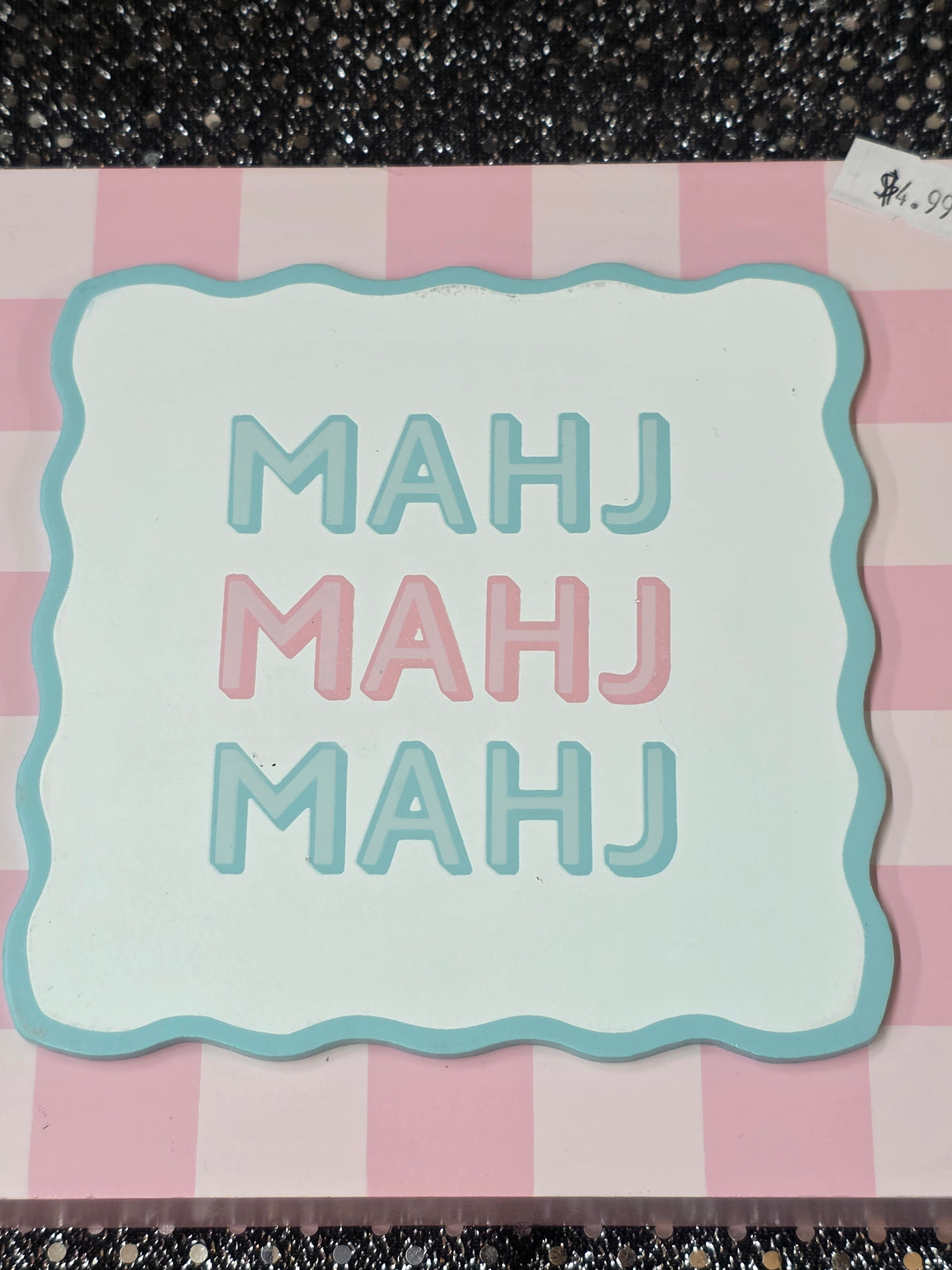 Chic Pastel Mahjong Square Table Coasters / Mini Table Signs