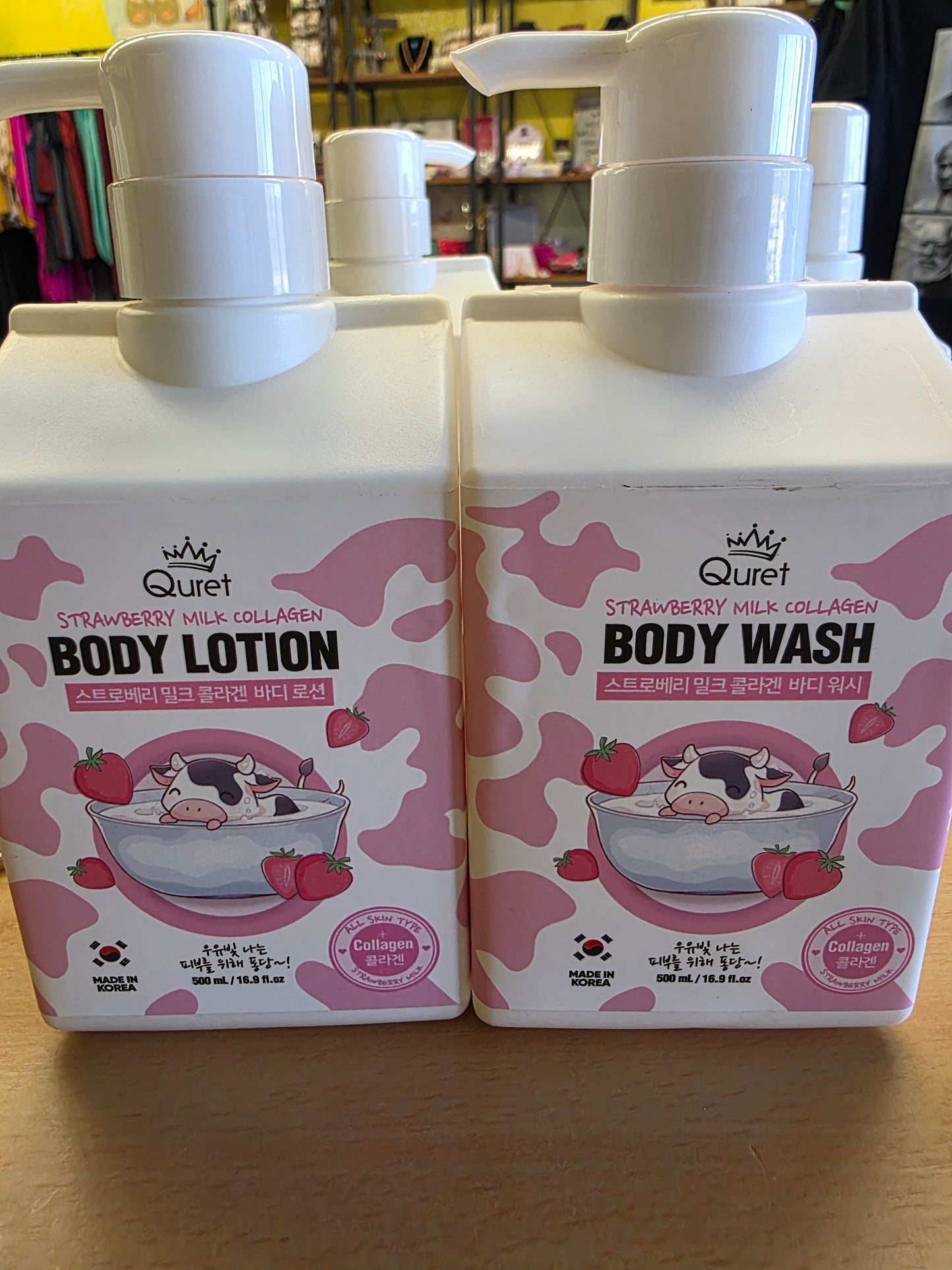 QURET STRAWBERRY MILK COLLAGEN BODY LOTION AND BODYWASH